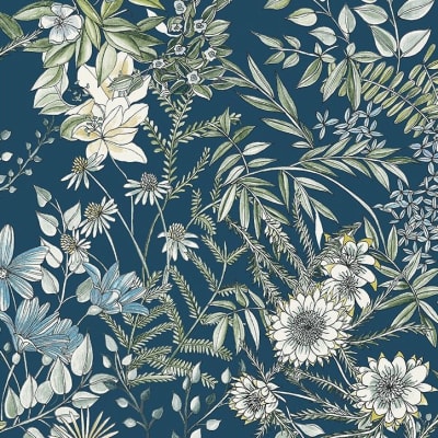 WALLPAPER FULL BLOOM NAVY1