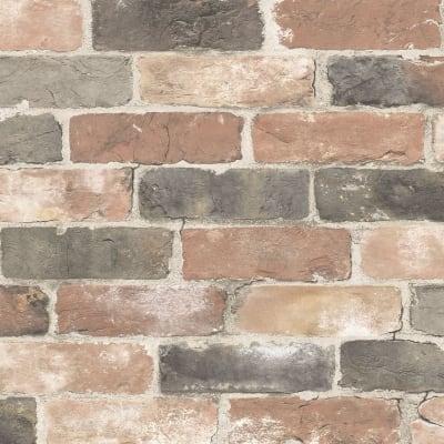 WALLPAPER BRICK DUSTY RED