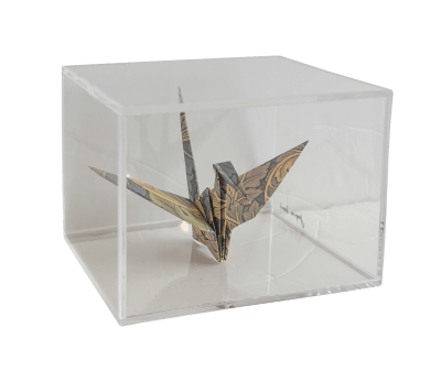 ADORNO GRULLA ORIGAMI VERDE