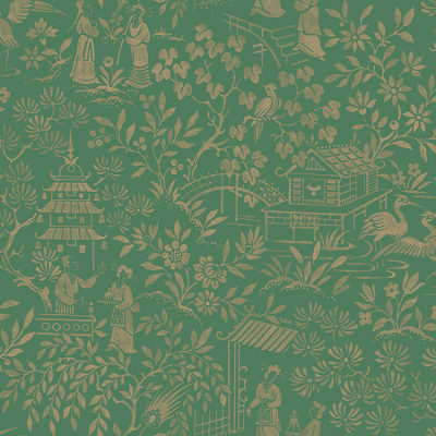 WALLPAPER ORIENTAL GARDEN 4271 GREEN1