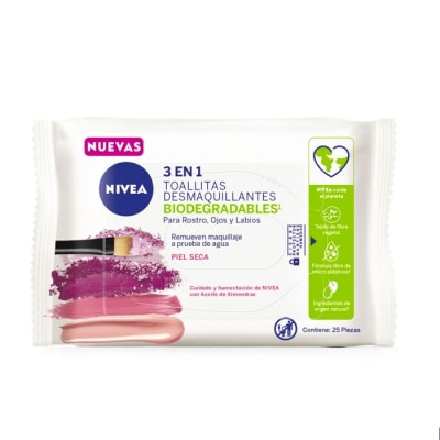 Toallitas Desmaquillantes Suaves Piel Seca 25 un. Nivea