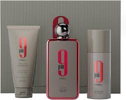 AFNAN ESTUCHE 9 PM REBEL 100 ML EDP UNISEX + SHOGER GEL 150 ML +PERFUME SPRAY 150 ML1
