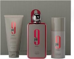 AFNAN ESTUCHE 9 PM REBEL 100 ML EDP UNISEX + SHOGER GEL 150 ML +PERFUME SPRAY 150 ML