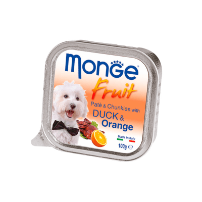 MONGE CANINE FRUIT PATO Y NARANJA 100 GR