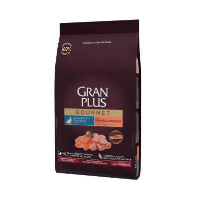 GRAN PLUS GOURMET GATO ADULTO CASTRADO SABOR SALMÓN &  FRANGO
