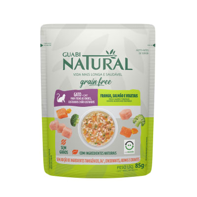 GUABI NATURAL POUCH GATO GRAIN FREE SABOR POLLO, SALMON Y VEGETALES1