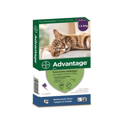 ADVANTAGE GATOS - 1 Pipeta de 0.8 ml (Morado) de 4 a 8kg