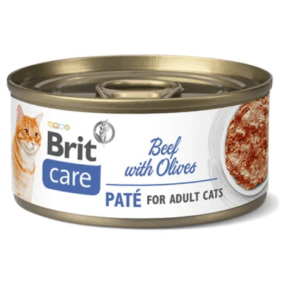 BRIT CARE CAT BEEF PATE WITH OLIVES 70 GR