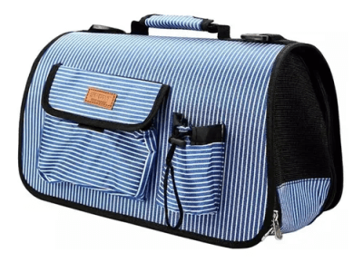 TRANSPORTADORA PARA MASCOTA CON RAYAS CELESTE1