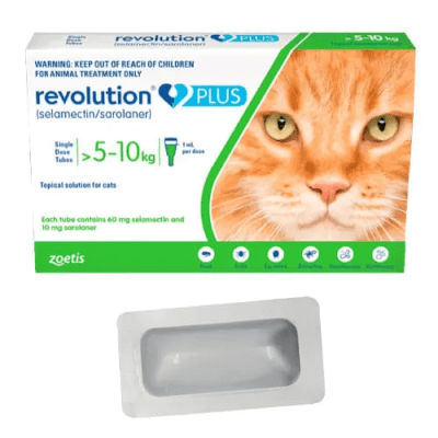 REVOLUTION PLUS 1.0 ML CAJA X 1 PIPETAS  (VERDE) GATOS 5kg a 10kg