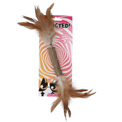 ADDICTED CAT - VARA DE JUGUETE PARA GATOS CON ORUGA Y PLUMAS
