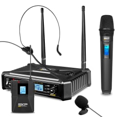 Micrófono Inalámbrico Dual SKP UHF 700 Pro Mano y Cintillo 0