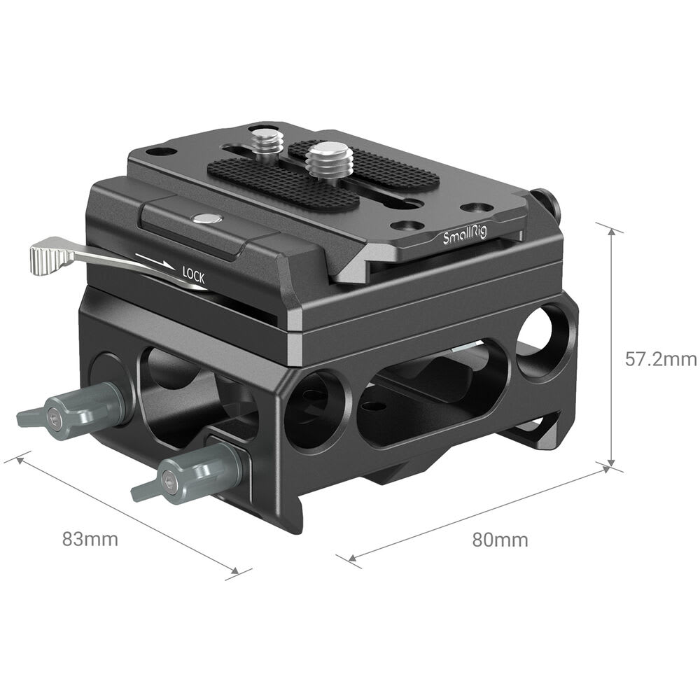 Placa base ligera de aleación de magnesio con doble abrazadera de barra de 15 mm LWS3