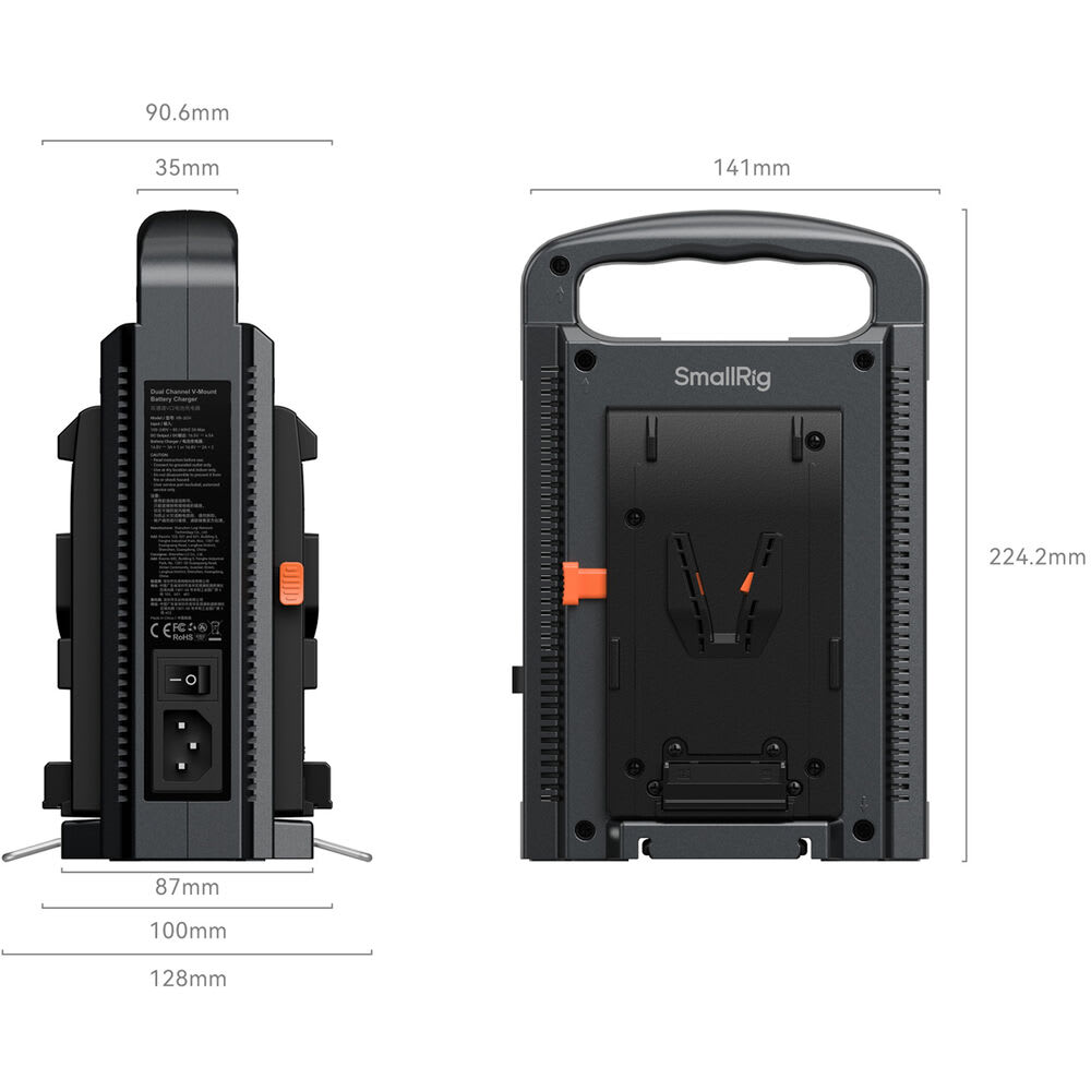 Cargador de baterías de doble canal con montura V-Mount3