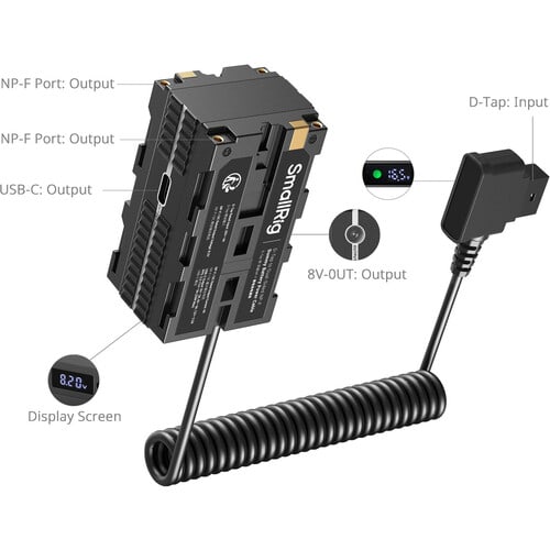 Adaptador de corriente D-Tap a batería simulada NP-F de doble cara3
