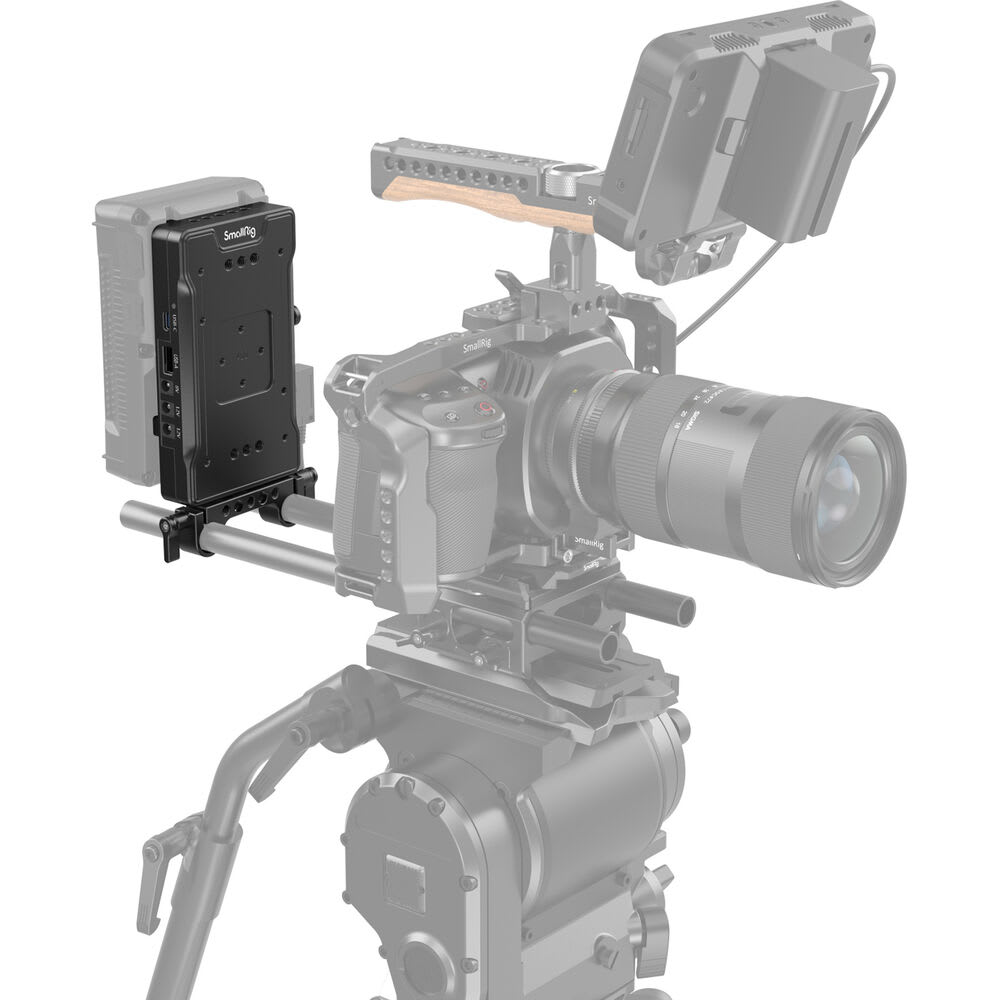 Placa adaptadora de batería con montura V-Mount y doble abrazadera de barra de 15 mm4