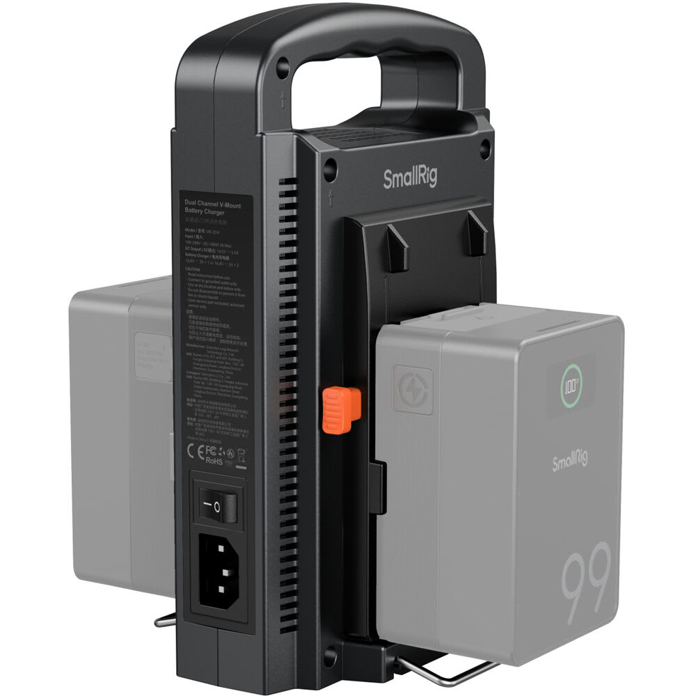 Cargador de baterías de doble canal con montura V-Mount4