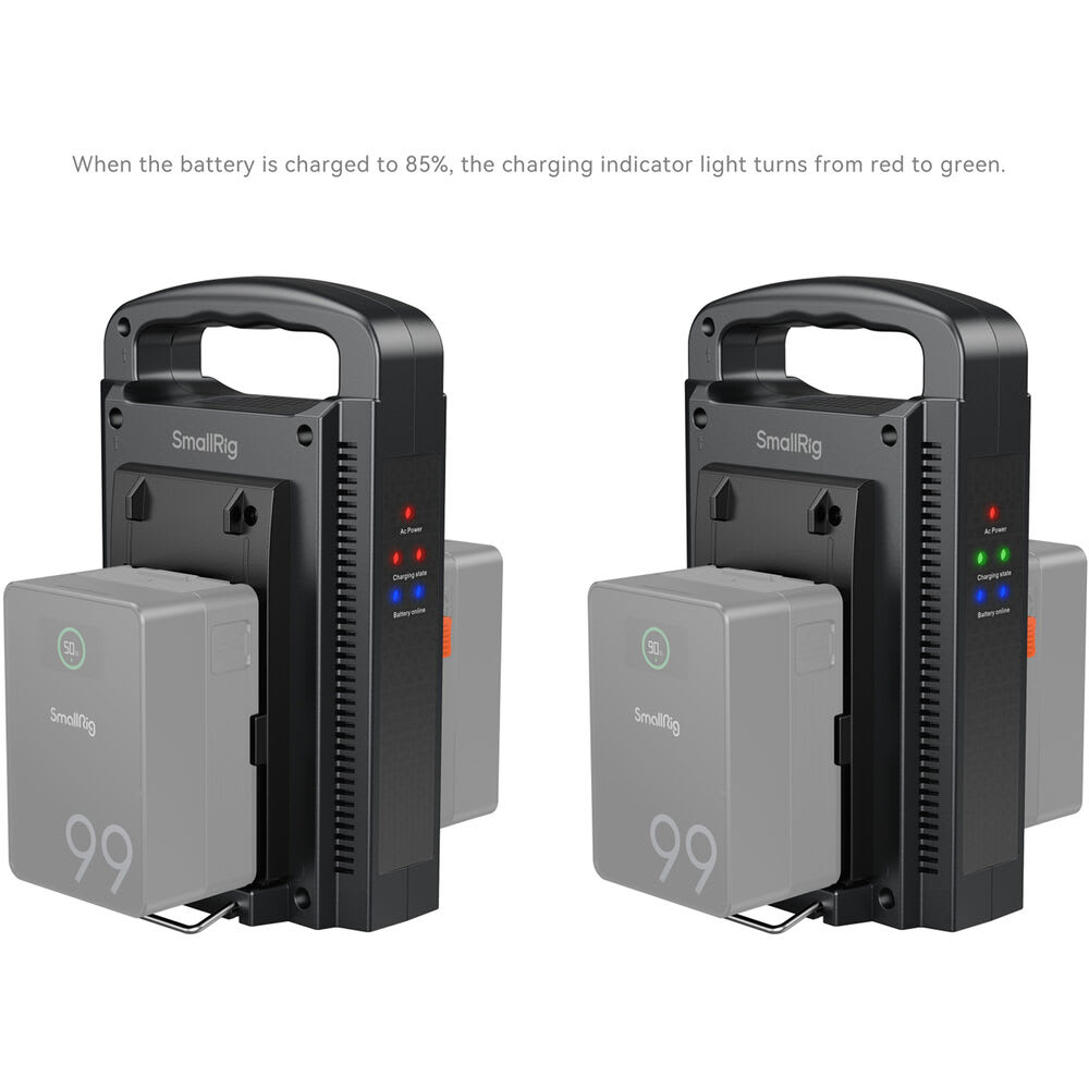 Cargador de baterías de doble canal con montura V-Mount5