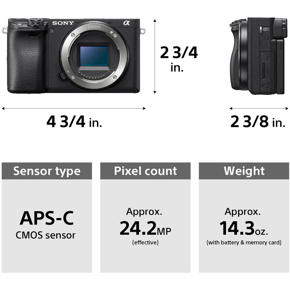 Kit de Cámara Alpha a6400 4K con sensor APS-C y lente E PZ 16-50mm F3.5-5.6 OSS5