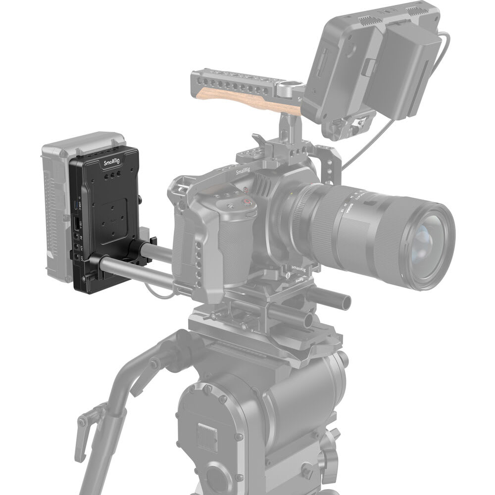 Placa adaptadora de batería con montura V-Mount y doble abrazadera de barra de 15 mm6