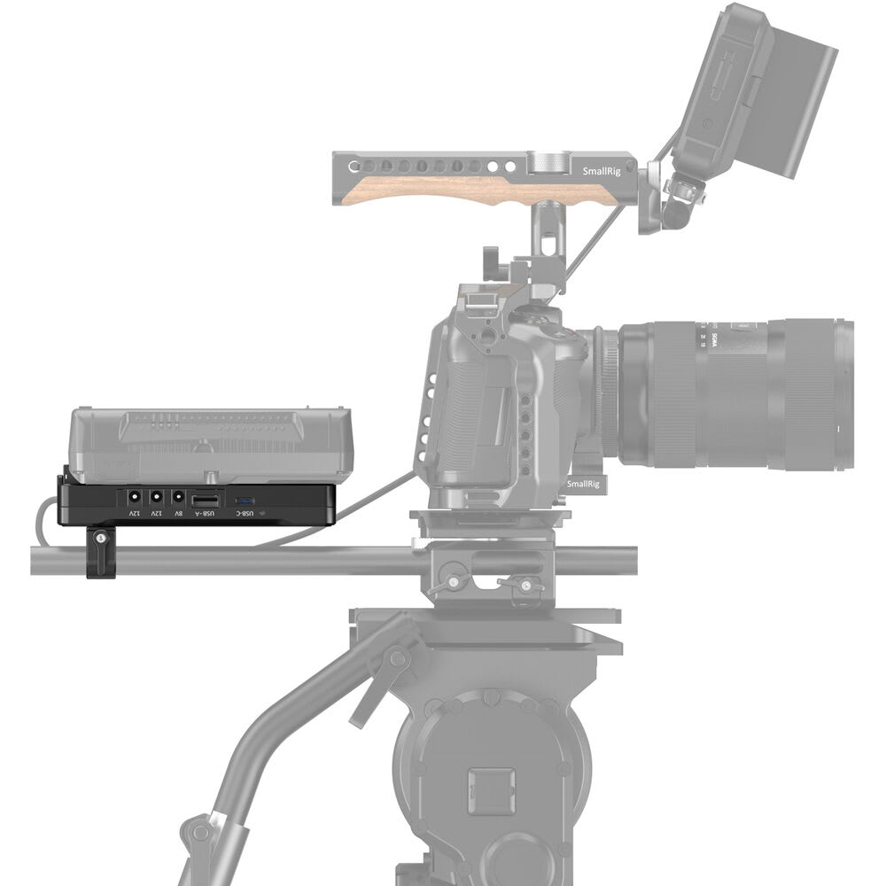 Placa adaptadora de batería con montura V-Mount y doble abrazadera de barra de 15 mm7