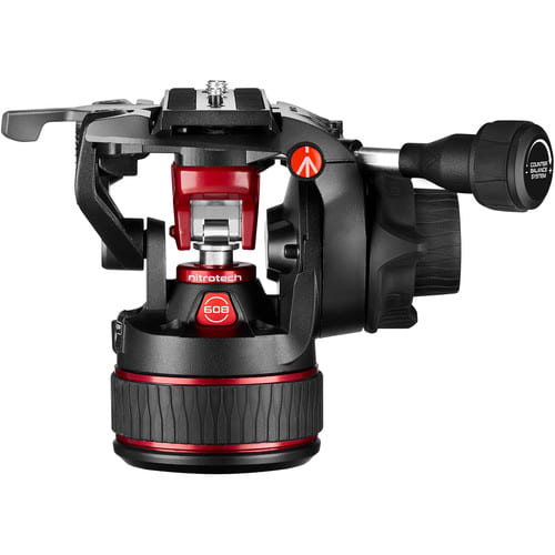 Cabezal de video fluido Manfrotto 608 Nitrotech con Trípode de vídeo de aluminio doble2