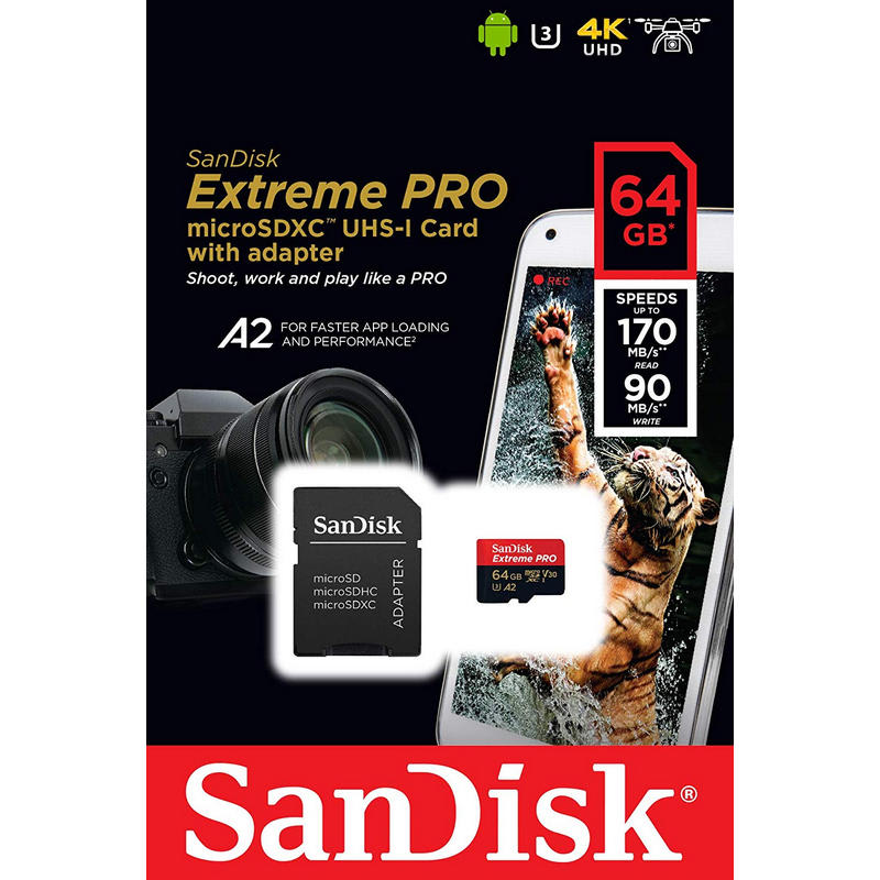 Tarjeta micro SD SanDisk Extreme Pro 64GB con adaptador1