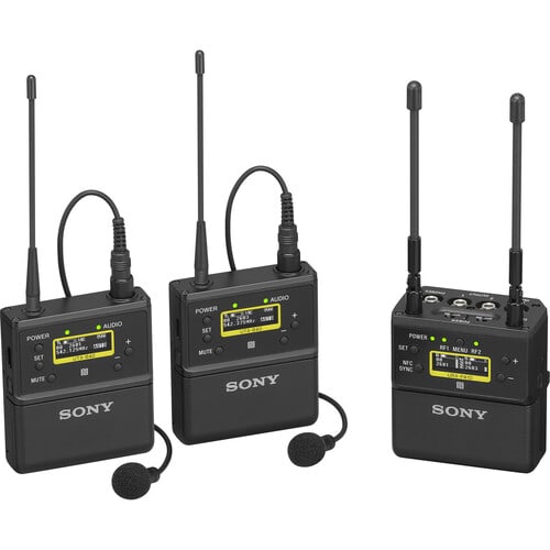 UWP-D27/42 Sistema de audio inalámbrico Dual portátil con montaje a cámara y Lavalier Omni1