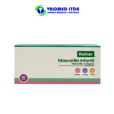 Mascarilla Infantil 3 pliegues Celeste 50und1