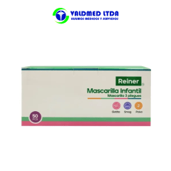 Mascarilla Infantil 3 pliegues Celeste 50und