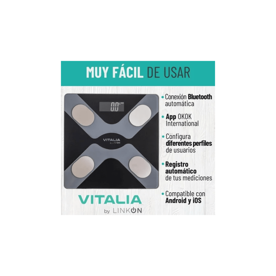 Balanza digital con Bluetooth inteligente IMC 28x28cms3