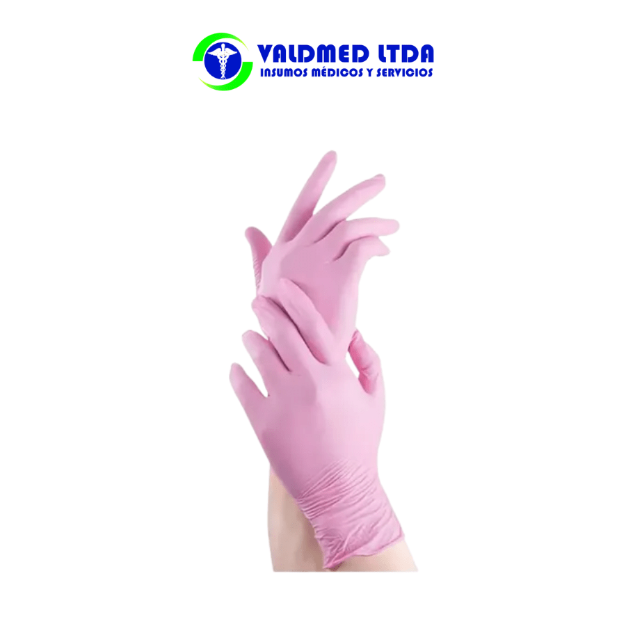 Guante nitrilo rosado sin polvo 100 unidades2