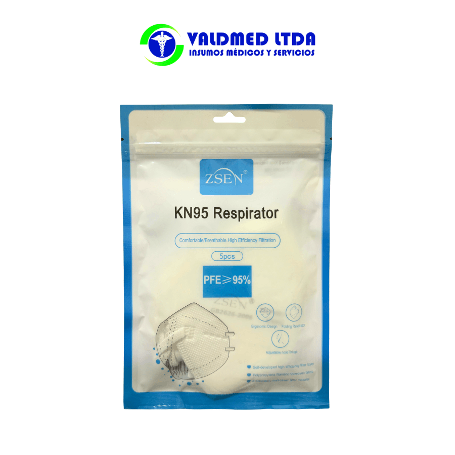 Mascarilla desechable KN95 blanca 5und1