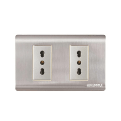 TOMACORRIENTE EMPO. DOBLE 16A ACERO-INOX CURVA UYUSTOOLS