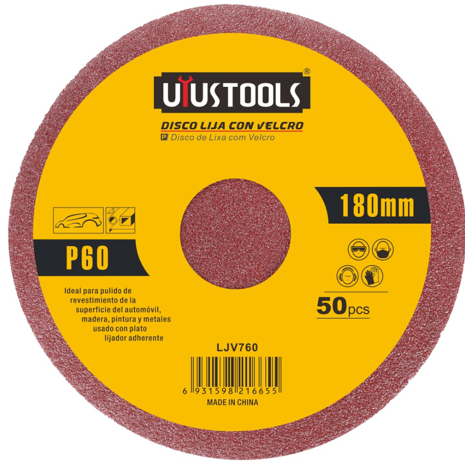 DISCO LIJA CON VELCRO 180MM #60 UYUSTOOLS LJV7601