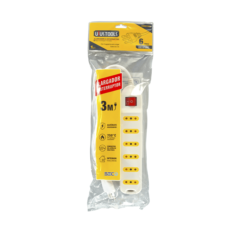 ALARGADOR C/INTERRUPTOR 6 TOMAS 3M UYUSTOOLS BLANCO1