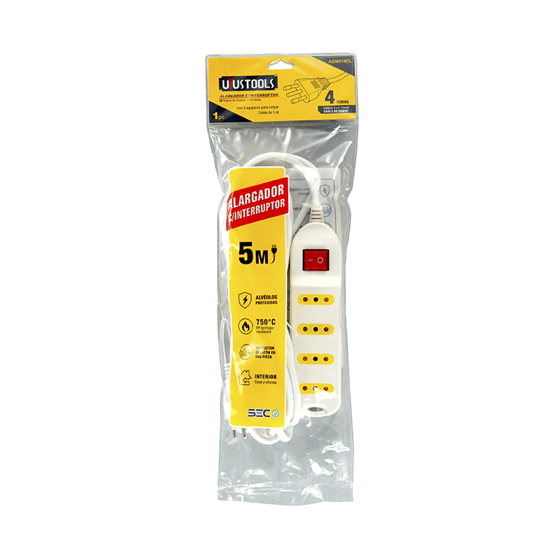ALARGADOR C/INTERRUPTOR 4 TOMAS 5M UYUSTOOLS BLANCO1