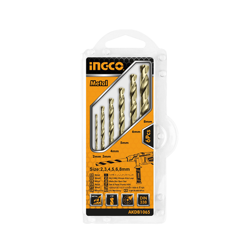 JUEGO DE 6 BROCAS PARA METAL DE 2 A 8MM INGCO1