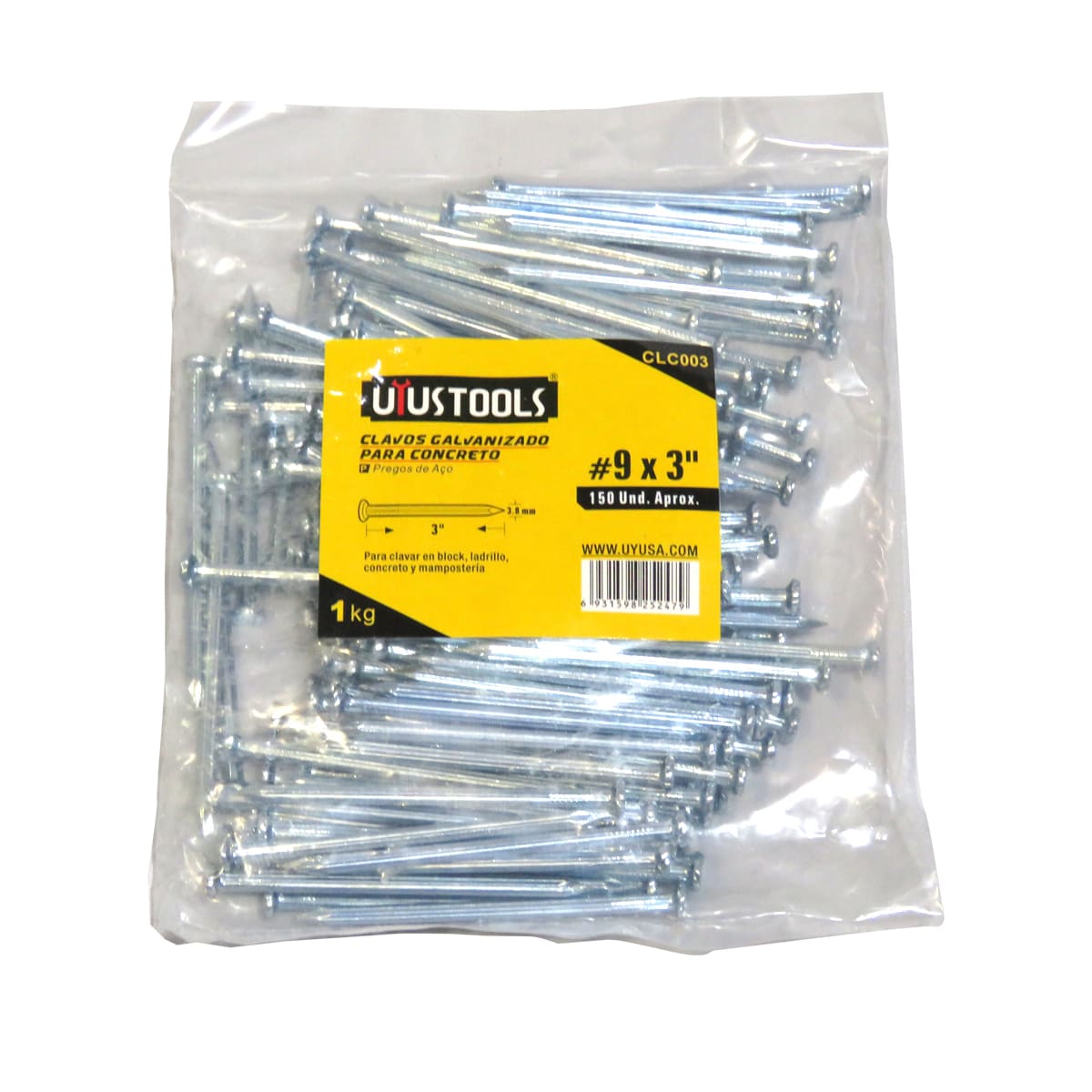 CLAVOS GALVANIZADO PARA CONCRETO 3X#9 UYUSTOOLS1