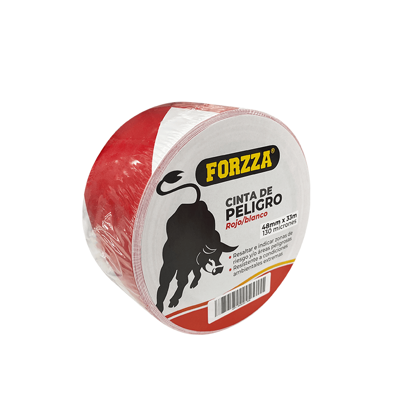 CINTA SEÑALETICA ROJO BLANCO 48MMX33M 130 MICRONES FORZZA1