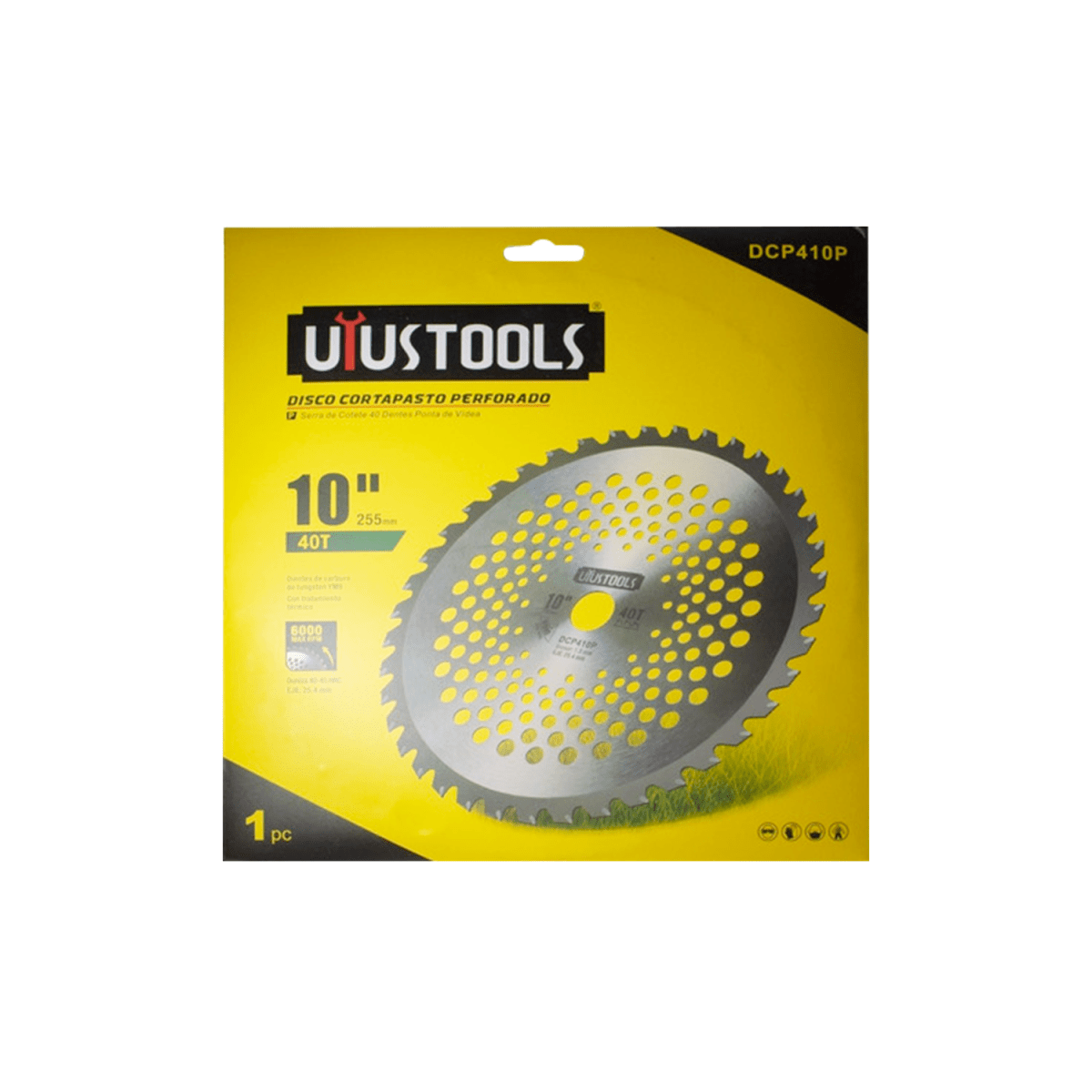 DISCO CORTA PASTO PERFORADO 25.4MMX40TX255MM MARCA UYUSTOOLS DCP410P1