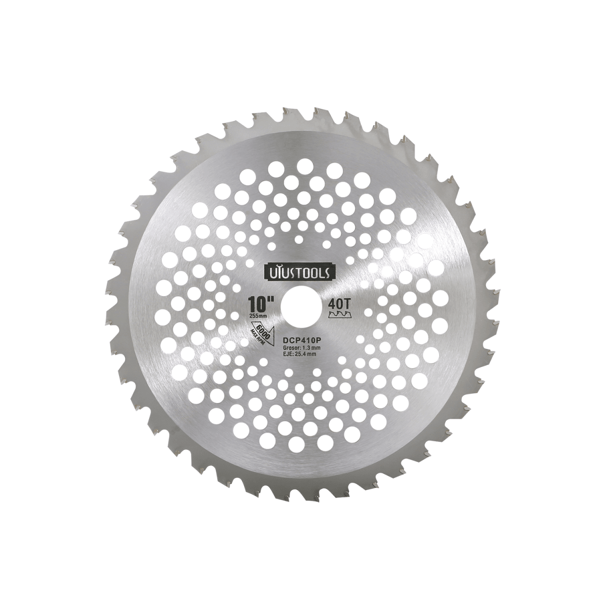DISCO CORTA PASTO PERFORADO 25.4MMX40TX255MM MARCA UYUSTOOLS DCP410P2