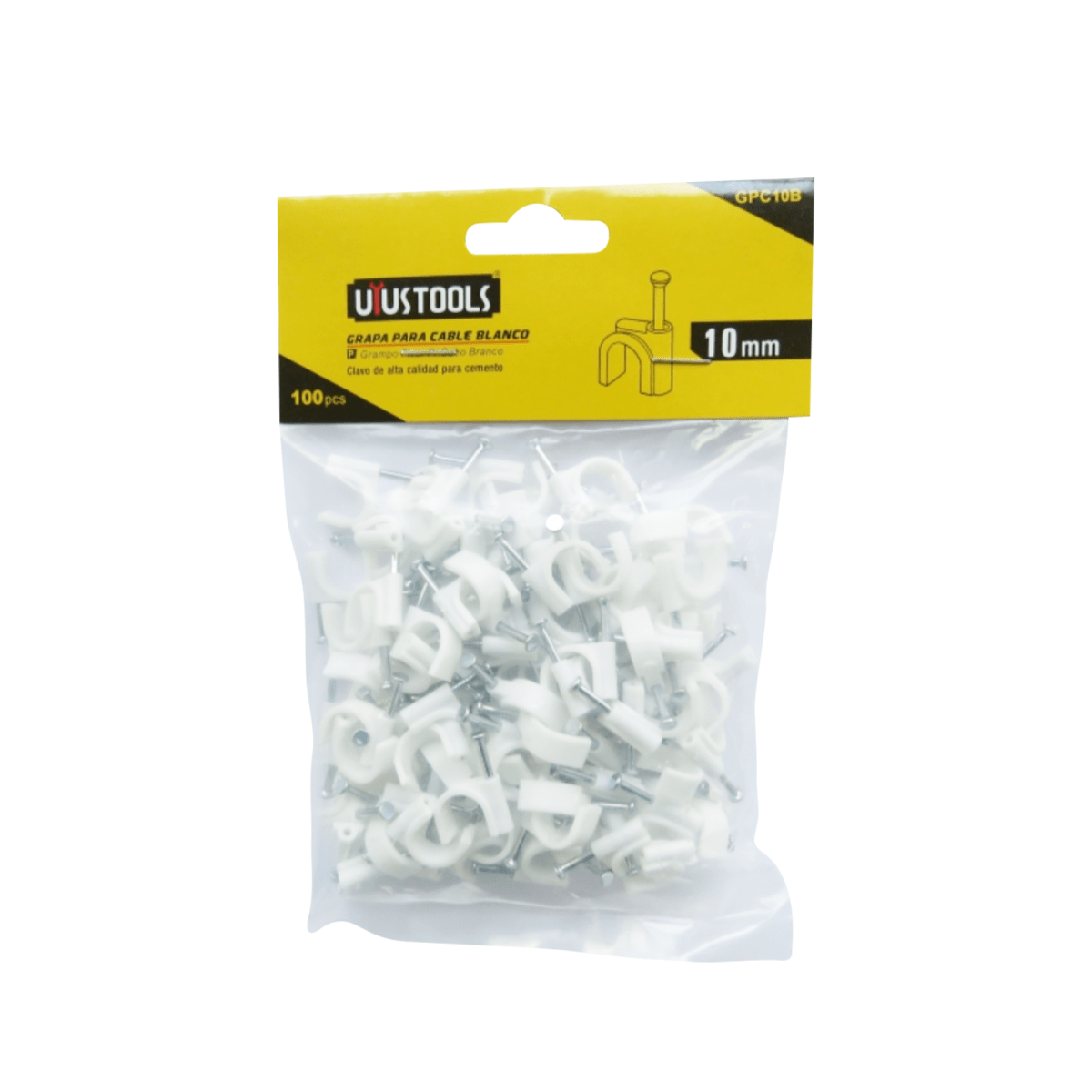 GRAPA PARA CABLE BLANCO 10 MM - 100 PCS UYUSTOOLS1