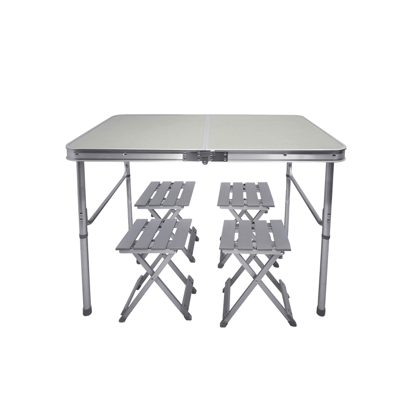 MESA DE CAMPING DE ALUMINIO CON 4 SILLAS 71X53.5X11.51