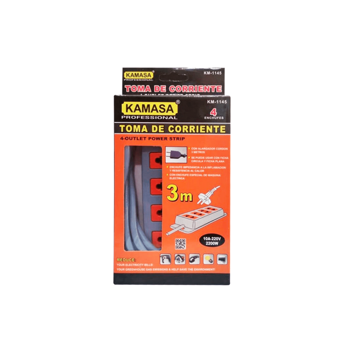 TOMA CORRIENTE 3MTS 4 SALIDAS KAMASA KM-11451