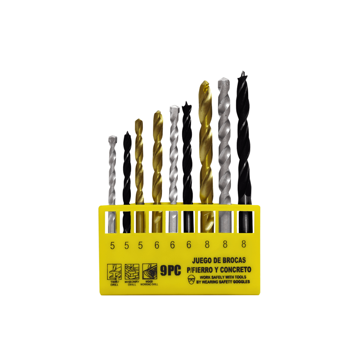 JUEGO BROCAS P/FIERRO Y CONCRETO 5.6.8MM KAMASA1