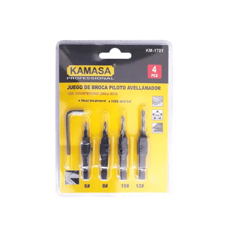 JUGO DE BROCA PILOTO AVELLANADOR 4 PCS KAMASA1