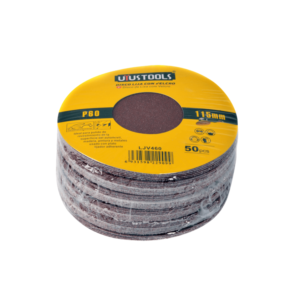 DISCO LIJA CON VELCRO 115MM #60 UYUSTOOLS1