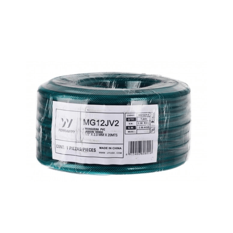 MANGUERA PVC JARDIN VERDE 1/2 PULGADAS X 2.0MM X 20MTS FERRAWYY1