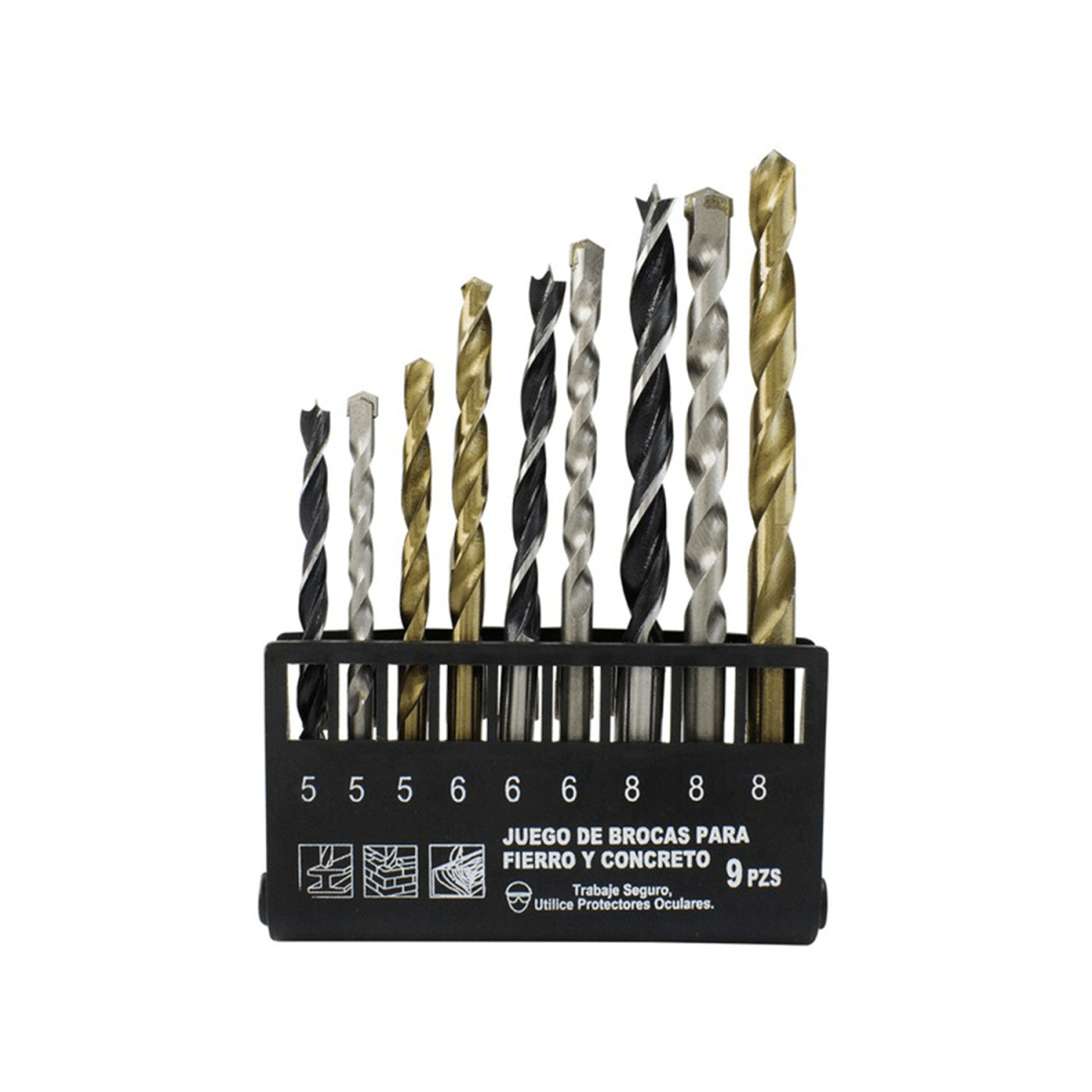 JUEGO BROCAS 9P P/FIERRO Y CONCRETO ASAKI1